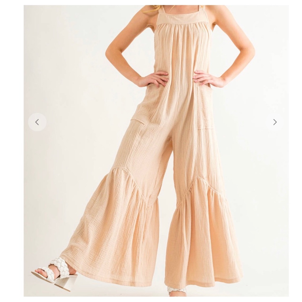 Boho - Cotton gauze solid fabric Wide leg
Jumpsuit - Picture 1 of 2